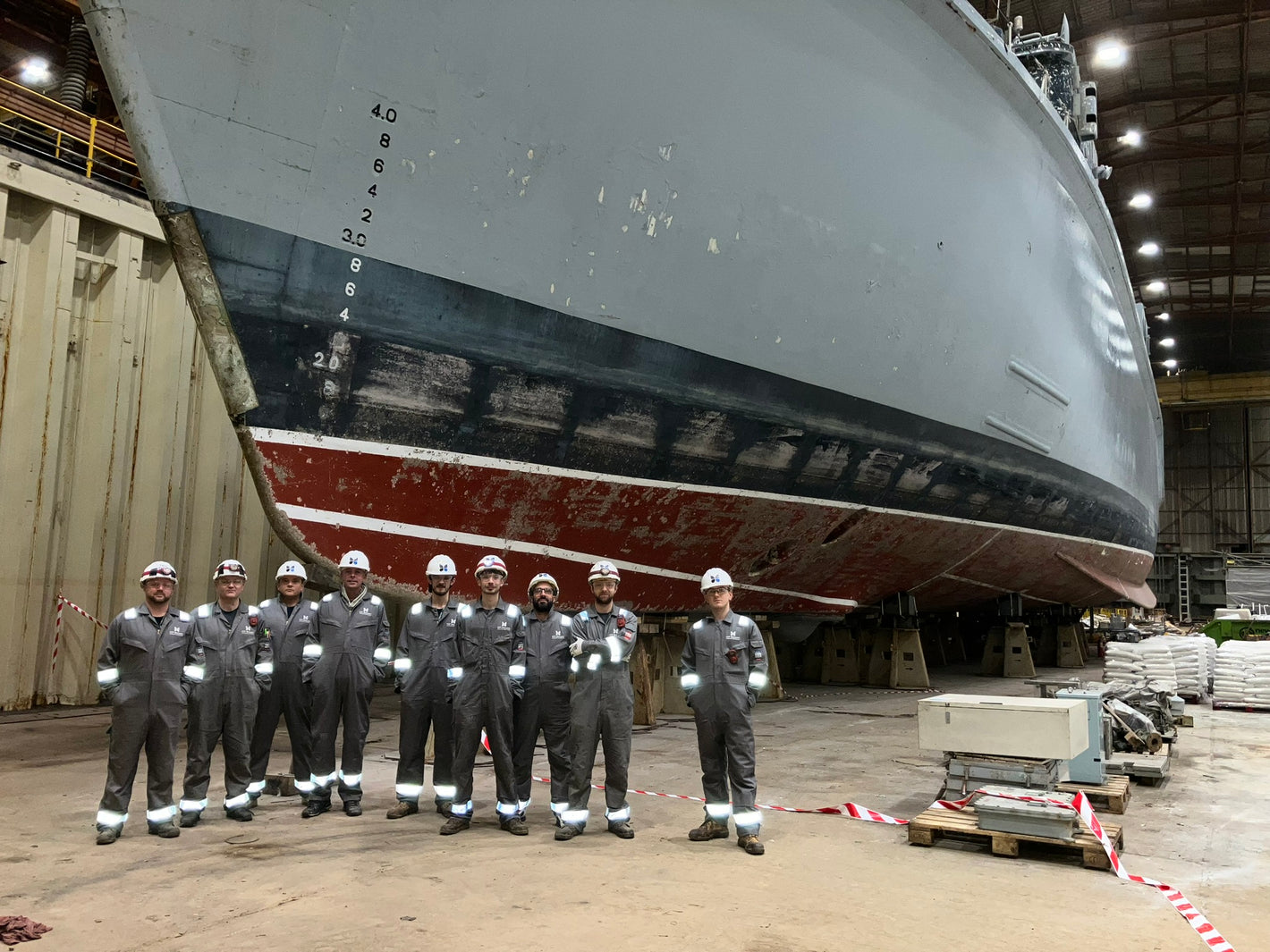 CCP Gransden composite fabricators in Appledore dock working on a GRP Minesweeper