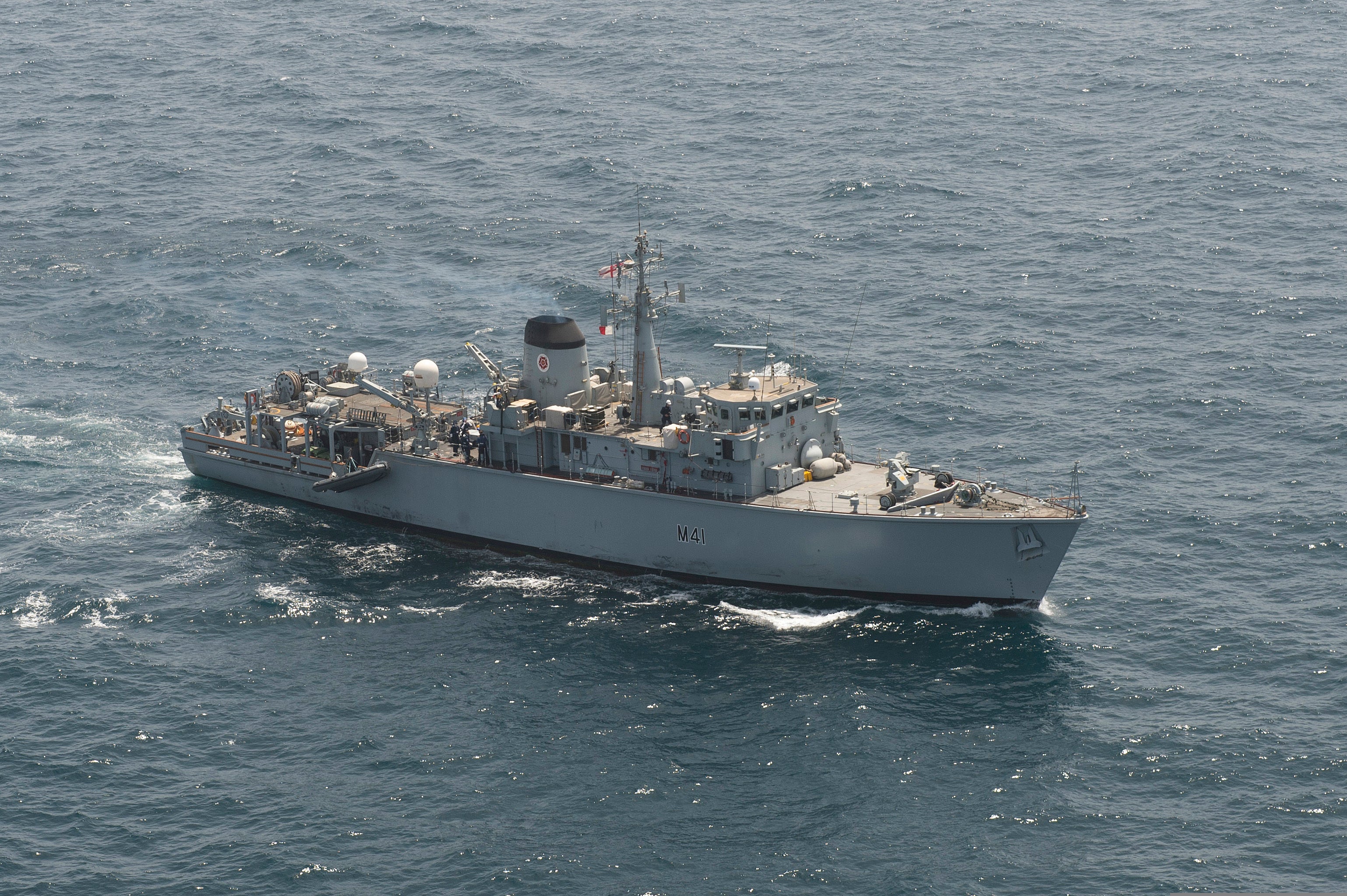 A picture of HMS Quorn a Hunt Class GRP Mine Countermeasures Vessel, which CCP Gransden has carried out repairs and upgrades to.